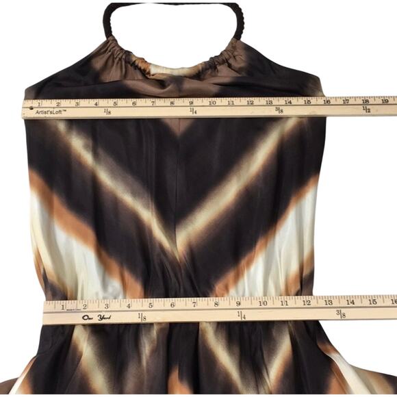 Banana Republic Brown Cream Chevron Striped Halter
Midi Dress Size 2 100% Silk - Picture 6 of 8